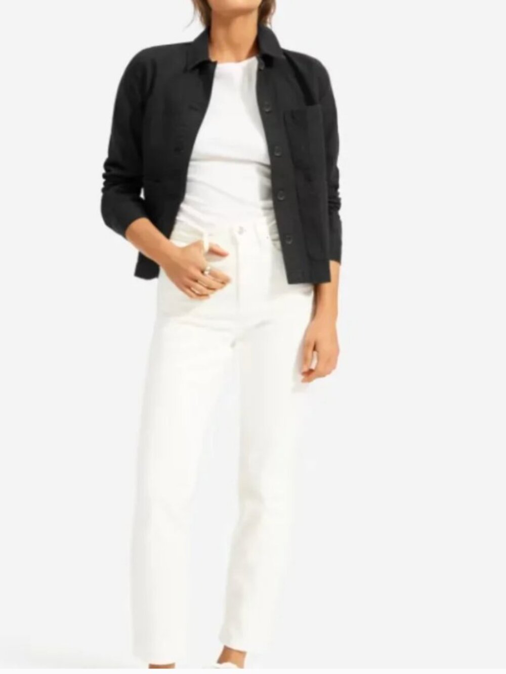 Everlane Black Cropped Chore Jacket Size XXS - Picture 3 of 8